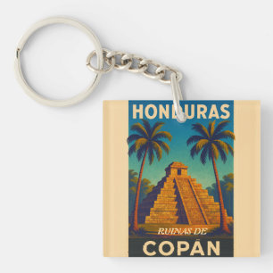 HondurasRuinas de Copán Retro poster Key Ring
