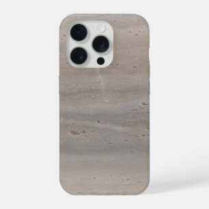 Honed Travertine Stone Mushroom Taupe Minimalist iPhone 15 Pro Case
