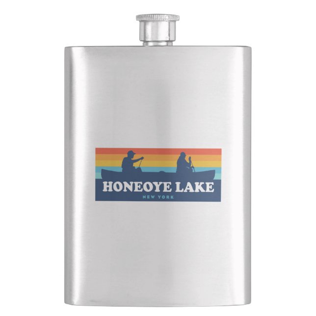 Honeoye Lake New York Canoe Hip Flask (Front)