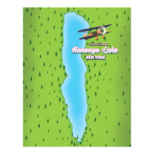 Honeoye Lake New York map Photo Print