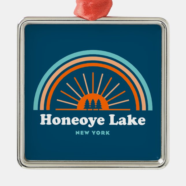 Honeoye Lake New York Rainbow Metal Tree Decoration (Front)