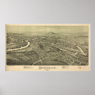 Honesdale Pennsylvania 1890 Antique Panoramic Map Poster