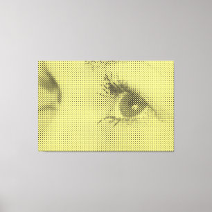 Honest Black&Yellow Halftone Effect Female Glance Canvas Print