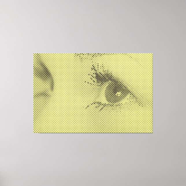 Honest Black&Yellow Halftone Effect Female Glance Canvas Print (Front)