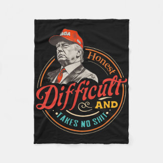 Honest Difficult And Takes No Sh Funny Retro Vinta Fleece Blanket