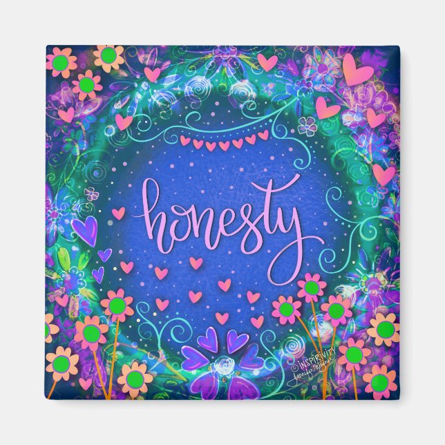 Honesty Blue Pretty Fun Hearts Modern Inspirivity Magnet (Front)