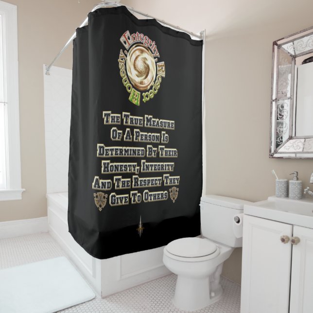 Honesty Integrity Respect MXT Shower Curtain (In Situ)