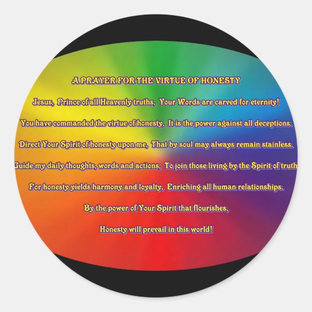 Honesty Prayer Classic Round Sticker (Front)