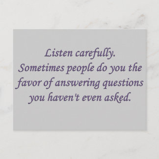 Honesty: when someone answers a question postcard
