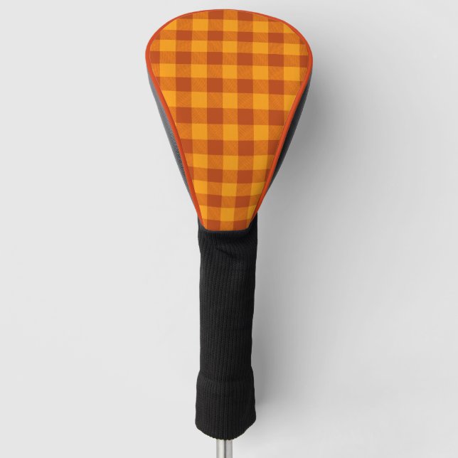 Honey Amber Buffalo Check Golf Head Cover (Front)