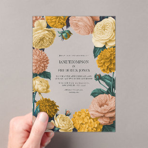 Honey Amber, Caramel Rose & Soft Marzipan Wedding Acrylic Invitations