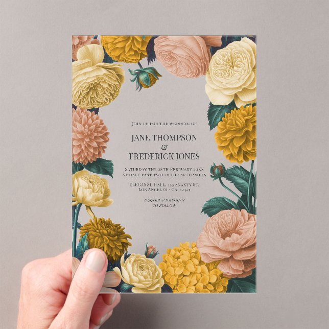 Honey Amber, Caramel Rose & Soft Marzipan Wedding Acrylic Invitations (Insitu (Handheld))