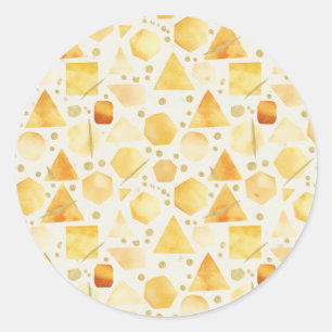 Honey & Amber Watercolor Geometric gold  Pattern  Classic Round Sticker