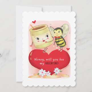 Honey And Bee Vintage Valentine Holiday Card