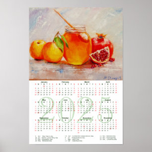 Honey, Apples and Pomegranates. Art Calendar 2025 Poster