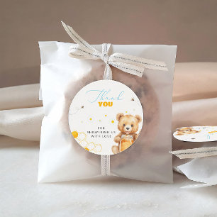 Honey Baby Bear Modern Baby Shower Thank You Classic Round Sticker