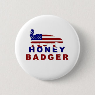 honey badger american flag 6 cm round badge