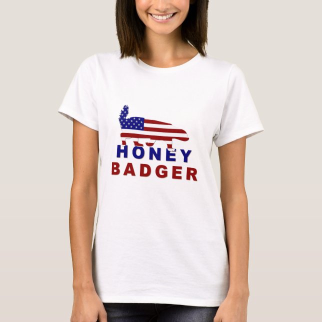 honey badger american flag T-Shirt (Front)