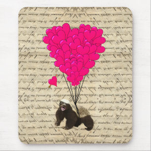 Honey badger and heart mouse mat