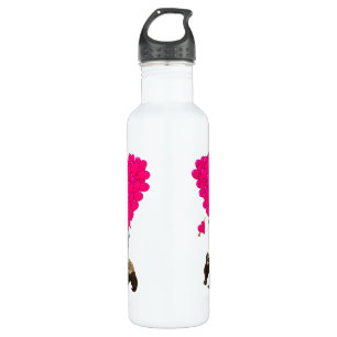 Honey badger and pink heart 710 ml water bottle
