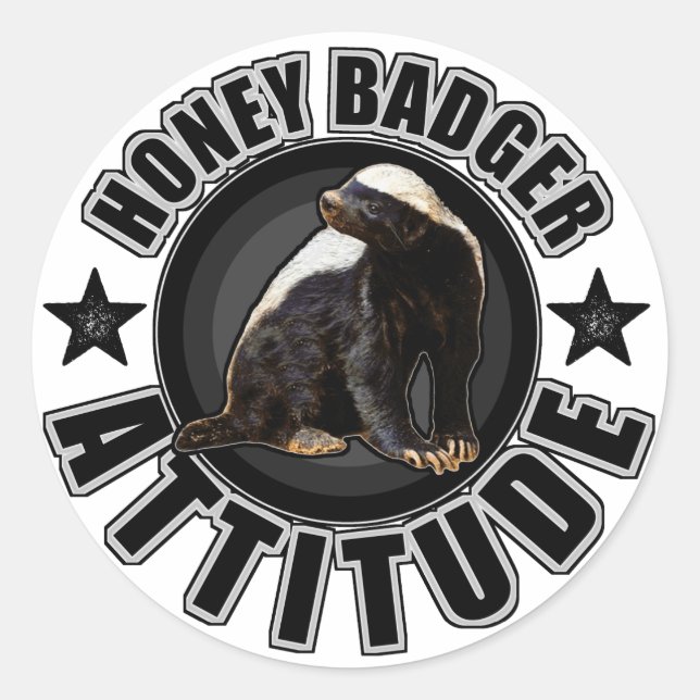 Honey Badger ATTITUDE - Round Design Classic Round Sticker (Front)