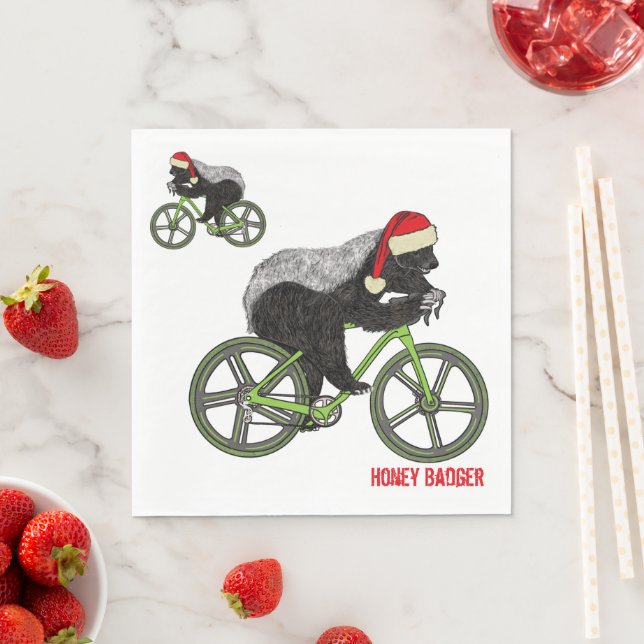Honey Badger Christmas badass bicycle Napkin (Insitu)
