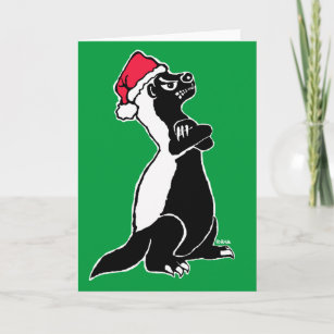 Honey badger Christmas Holiday Card