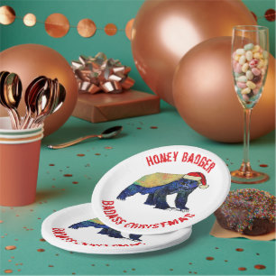 Honey Badger Colourful Funny Badass Festive Slogan Paper Plate