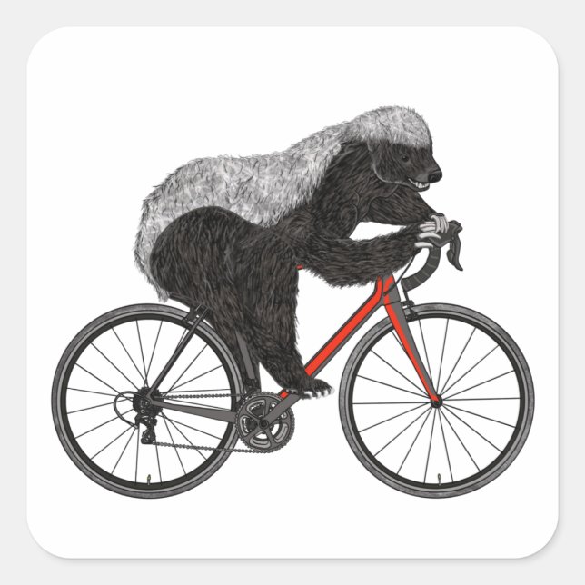Honey Badger Cycling Funny Badass Animal Cyclist Square Sticker (Front)