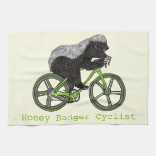 Honey Badger Cycling Funny Badass Cyclist Humour   Tea Towel