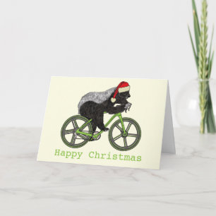 Honey Badger Cycling Funny Badass Festive Cyclist Card