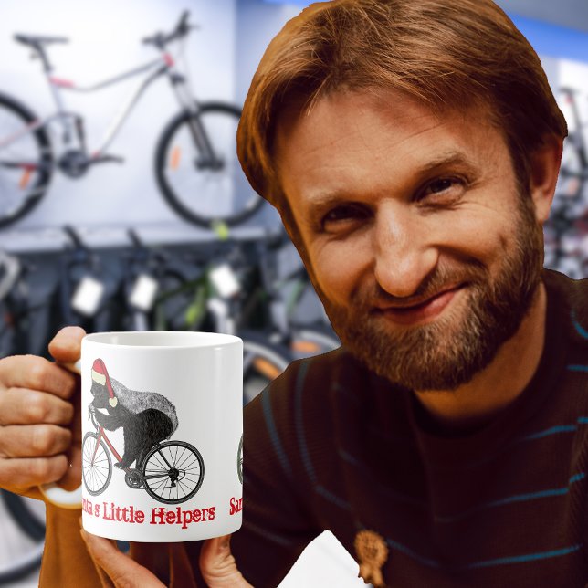 Honey Badger Cycling Funny Badass Festive Quote Coffee Mug (Christmas bicycle cycling honey badger funny santa quote and badass animal cyclist  coffee mug)