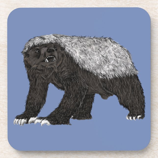 Honey Badger Fearless Attitude Animal illustration Coaster (Front)