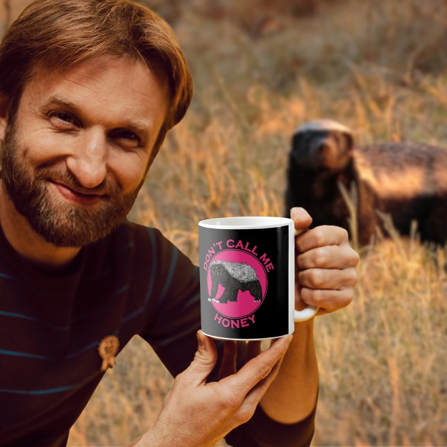 Honey Badger feminist quote Coffee Mug (Honey badgers fear no evil quote pink and black coffee mug ideal as a feminist slogan)