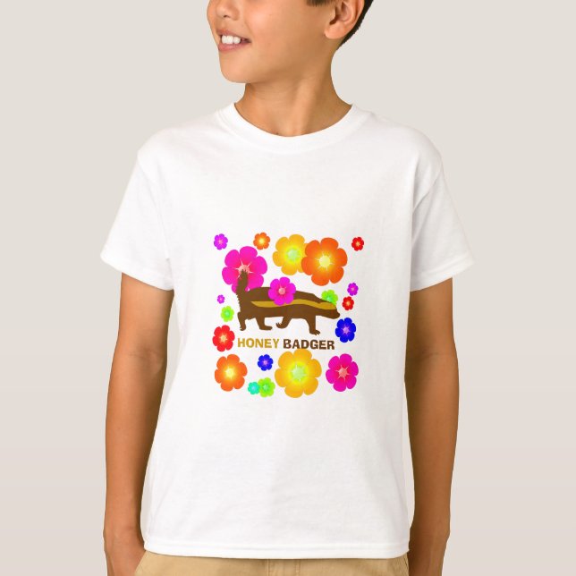 honey badger flowers T-Shirt (Front)