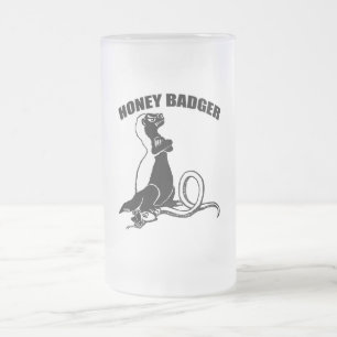 Honey badger frosted glass beer mug