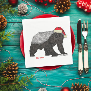 Honey Badger Funny Badass Festive Santa Humour Napkin