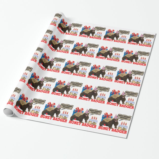 Honey Badger Happy Freakin' Birthday Wrapping Paper (Unrolled)