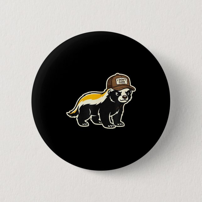Honey Badger I Don't Care Trucker Funny Animal Art 6 Cm Round Badge (Front)