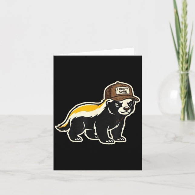 Honey Badger I Don't Care Trucker Funny Animal Art Card (Front)