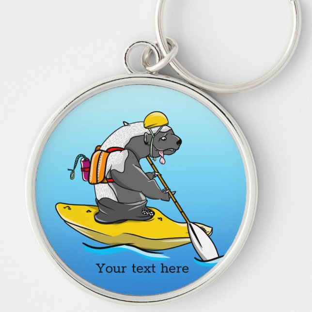 Honey badger in a kayak key ring (Front)