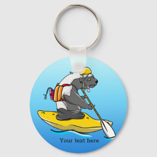 Honey Badger kayaking in a River Key Ring