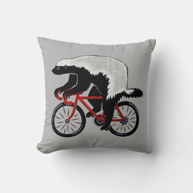 Honey Badger On a Bicycle Cushion (Front)