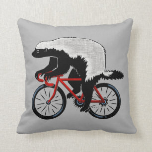 Honey Badger On a Bicycle Cushion
