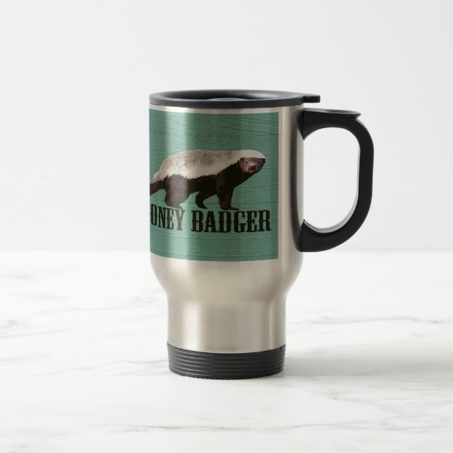 Honey Badger Profile View Travel Mug (Right)