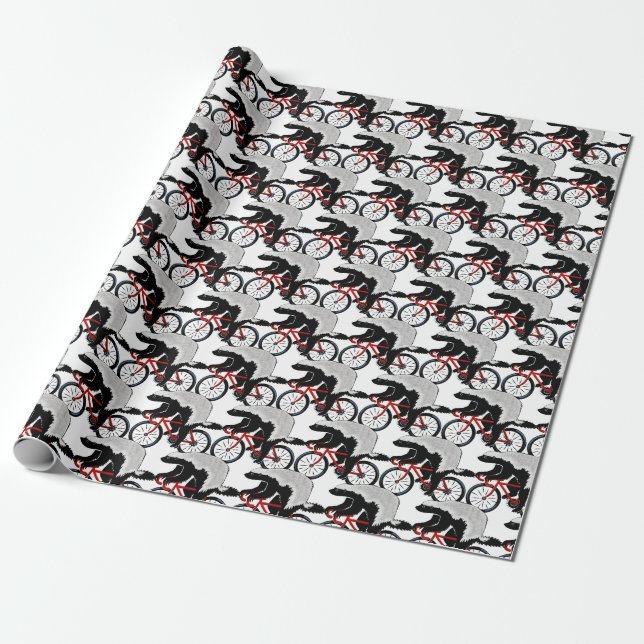 Honey Badger Riding A Bicycle Wrapping Paper (Unrolled)