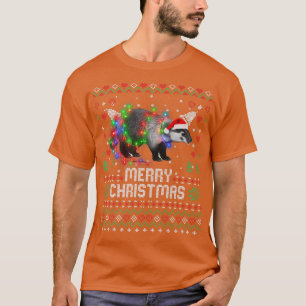 Honey Badger Santa Hat Animal Christmas Tree Light T-Shirt