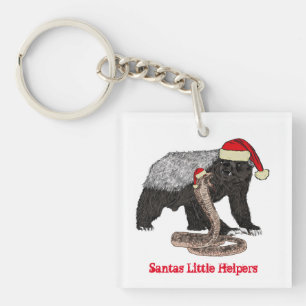 Honey Badger Snake Funny Festive Irony Santa Quote Key Ring