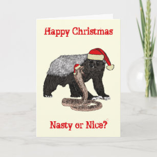 Honey Badger Snake Funny Festive Nasty Santa Quote Card