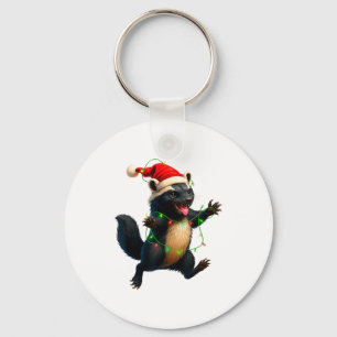 Honey Badger Tree Xmas Lights Santa Honey Badger C Key Ring